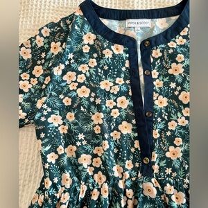 Piper & Scoot Floral Midi Dress - Navy and Cream